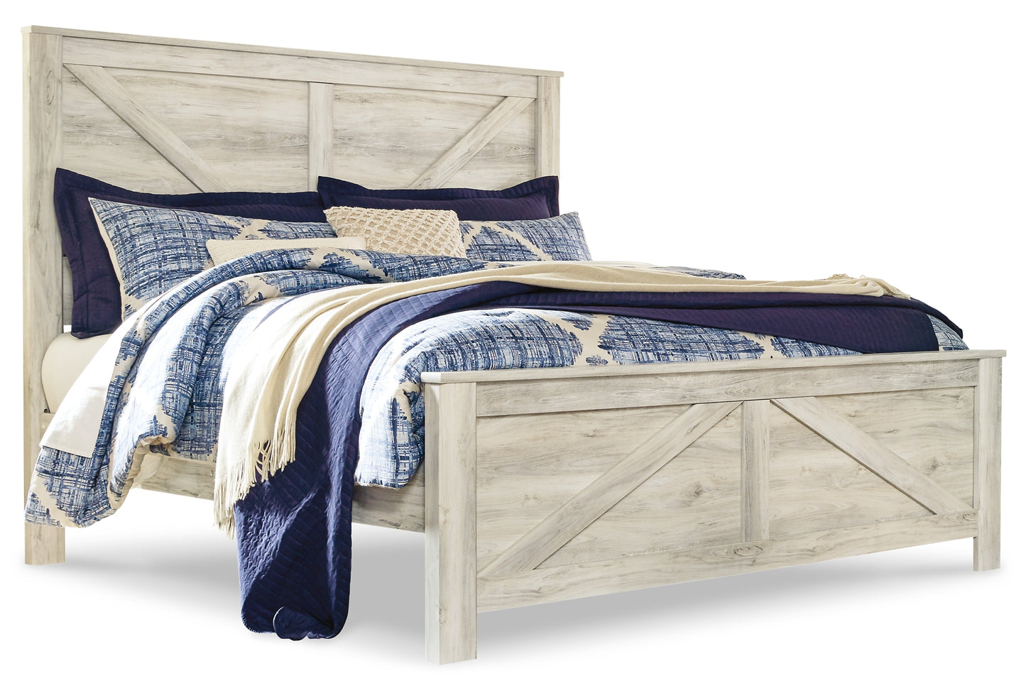 Bellaby  Crossbuck Panel Bed With Mirrored Dresser, Chest And Nightstand